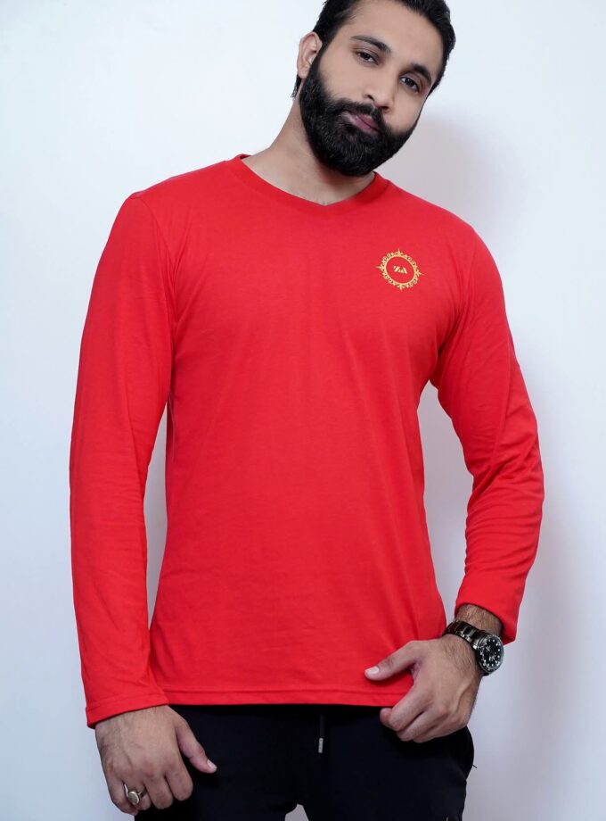 Red V Full Sleeve Shirt